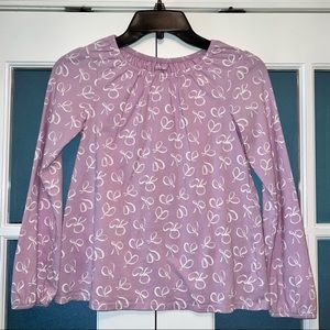 LANDS’ END GIRLS LONG SLEEVE PURPLE BOWS SHIRT 💜🎀